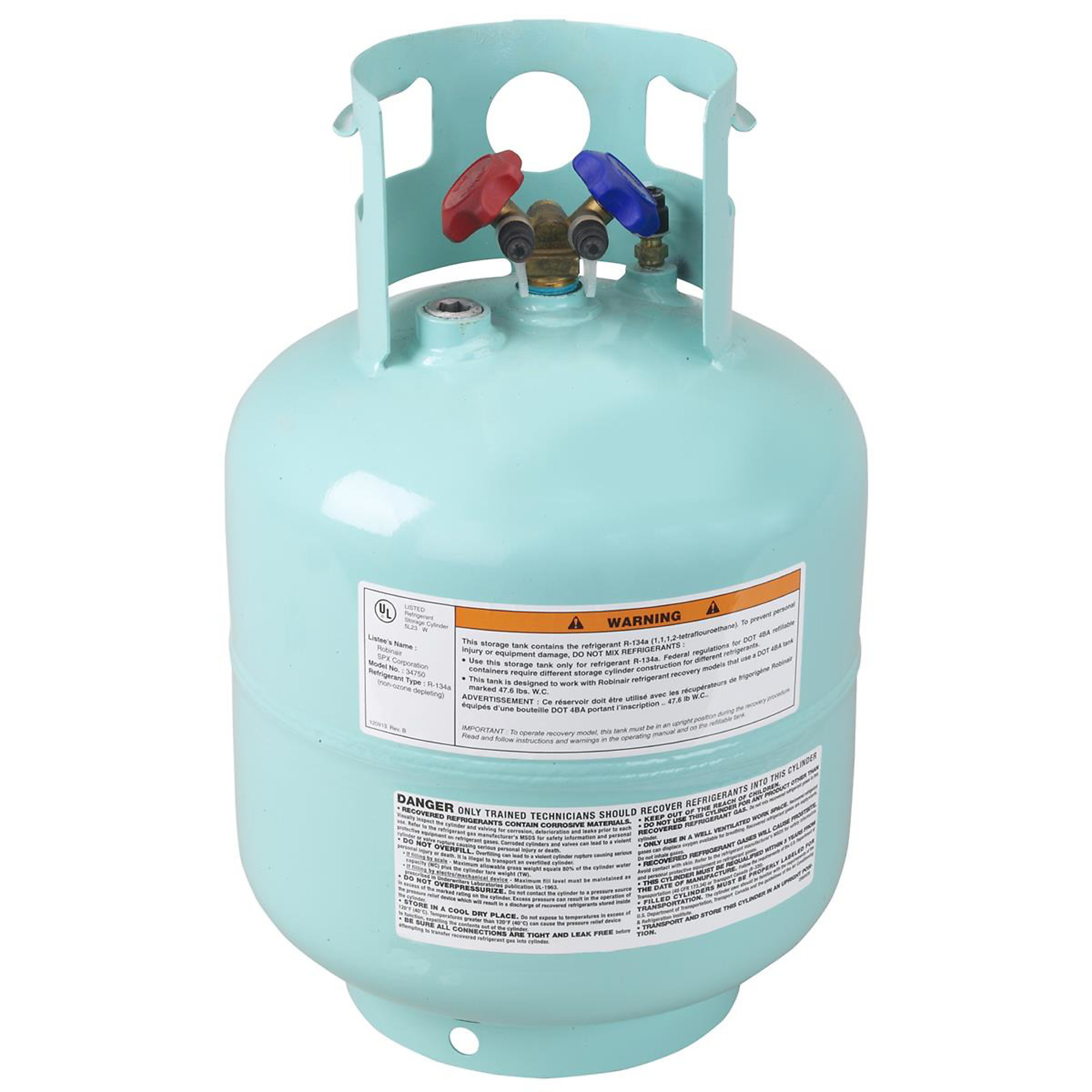 Robinair Refillable Tank for R-134a — 50 Lb. Capacity, D.O.T. Approved, Model# ROB34750